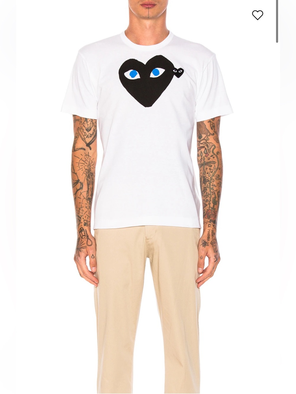 Comme des Garçons Play Blue Eyes Black Emblem Cotton Tee